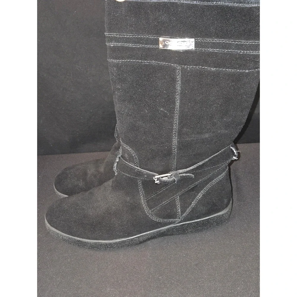 COACH Tallulah Black Suede Buckle Boots‎ Women's US 8B